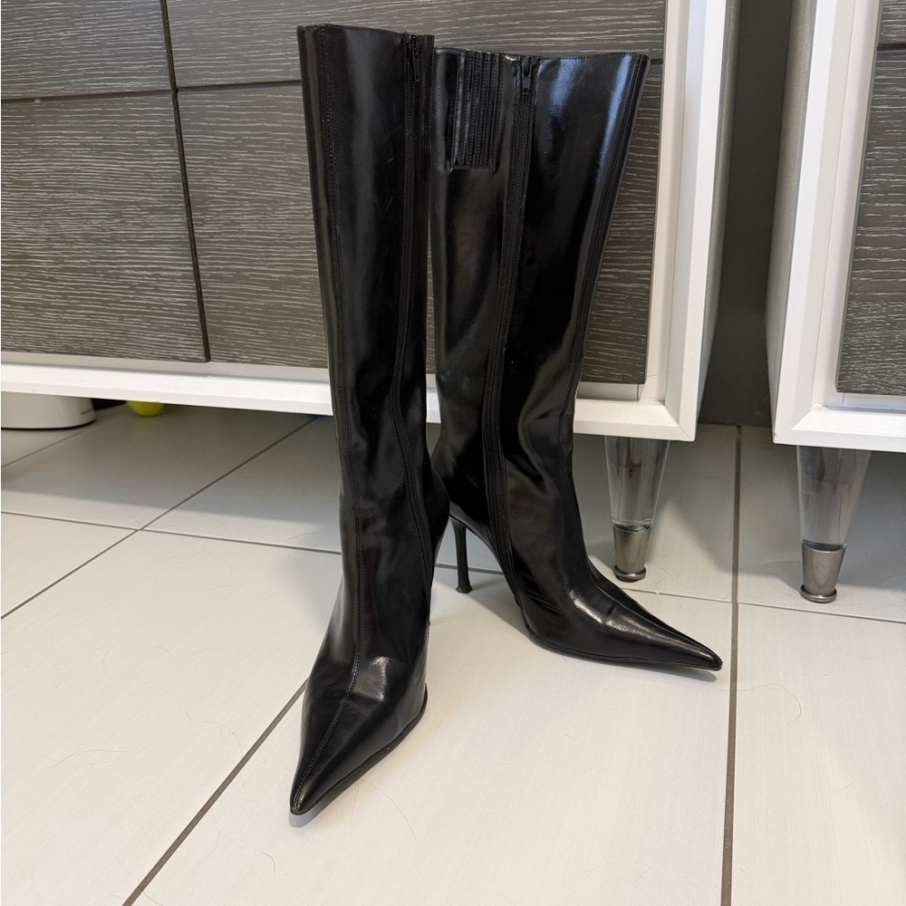Jeffrey Campbell Glossy Black Heeled Boots